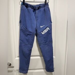 nike woven swoosh cargo pants with belt in off white